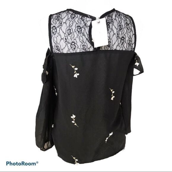 Nwt lucky brand black cold shoulder long sleeve sz S - Picture 3 of 5